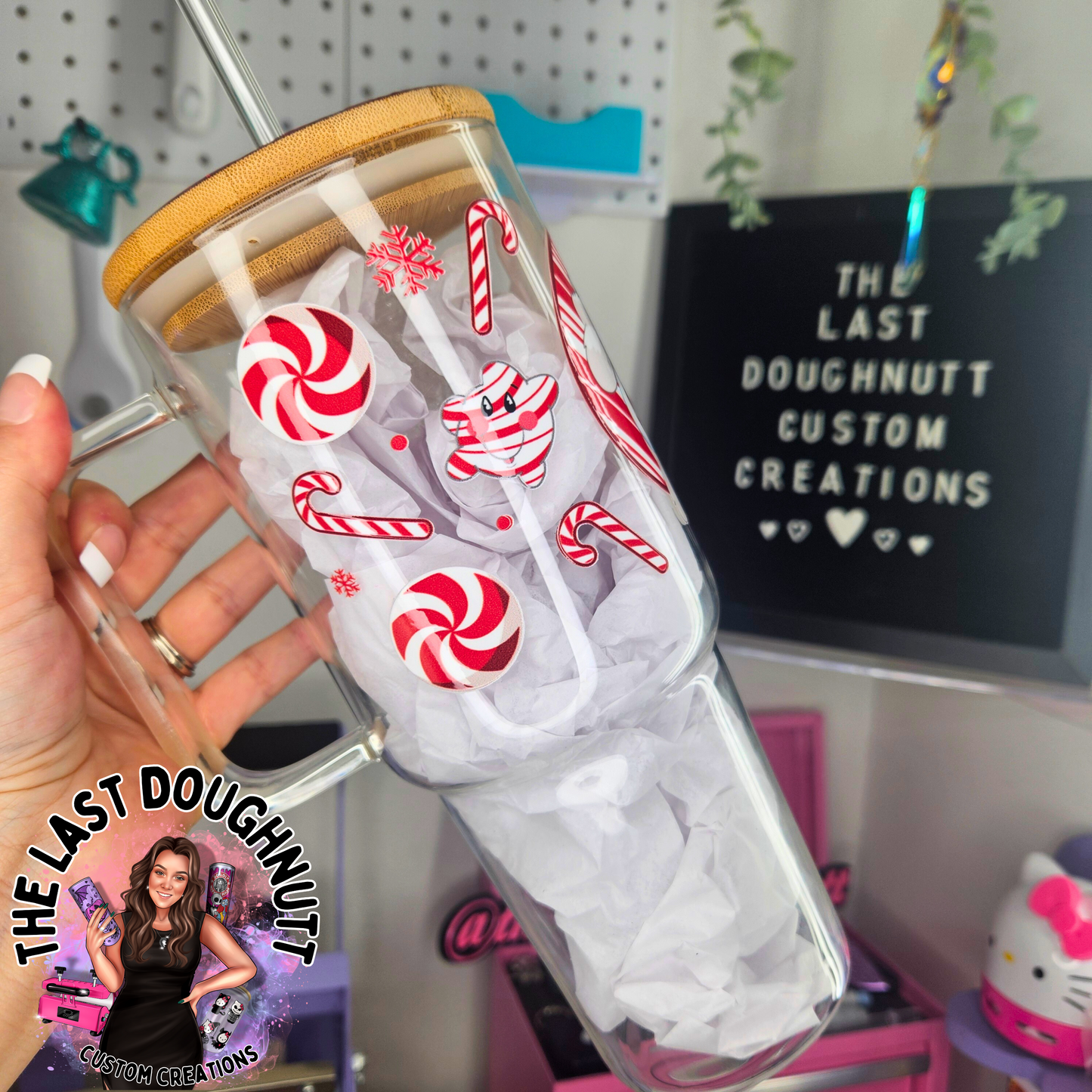 Pepppermint Bear 40oz Glass Tumbler
