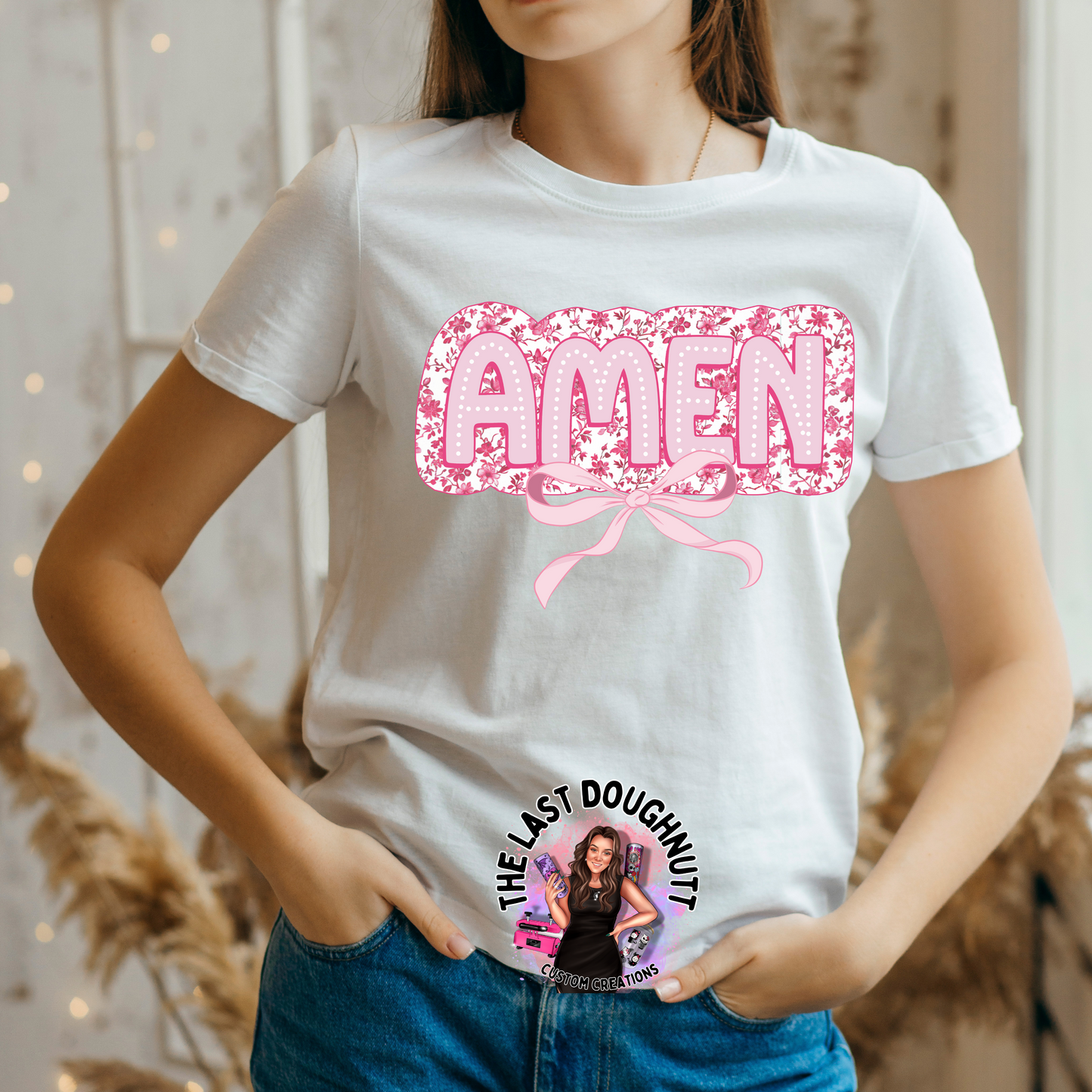 AMEN Floral Bow Coquette Easter T-Shirt