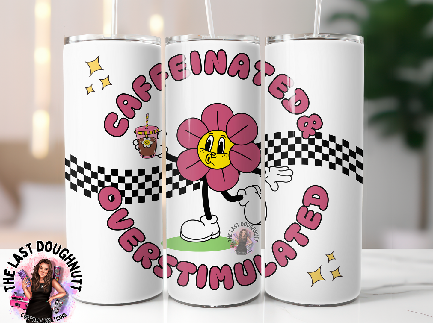 Caffeinated & Overstimulated Daisy - 20oz Skinny Tumbler