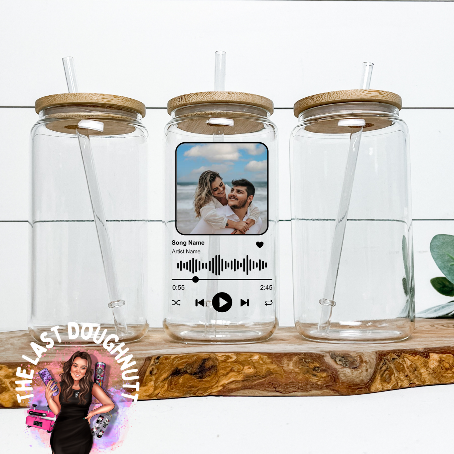 Song Personalized Music Player - 16oz Glass Can Cup