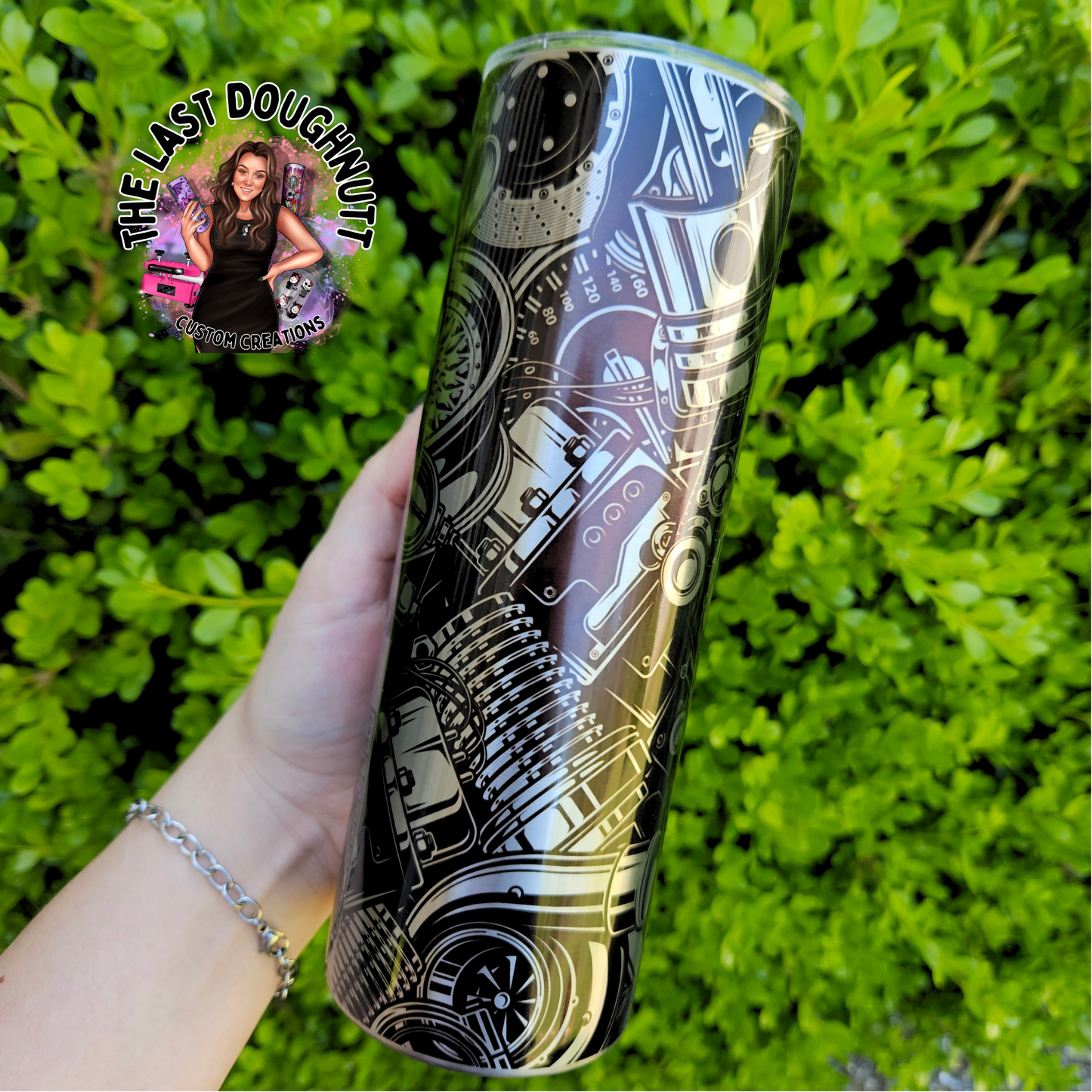 Dad Nutrition Facts Car Parts (Raw Stainless) - 20oz Skinny Tumbler