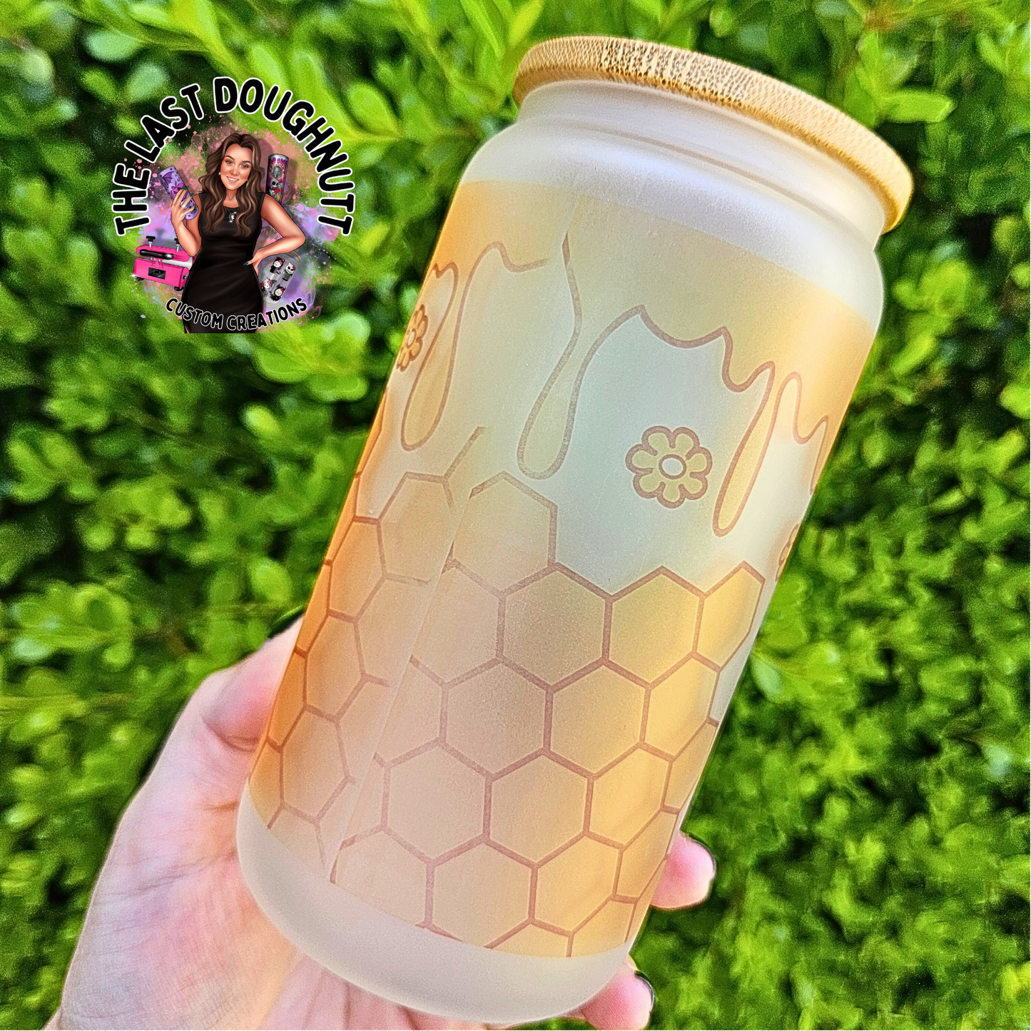 Gnome Bee Honey 1 (oopsie) - 16oz Glass Frosted Can Cup