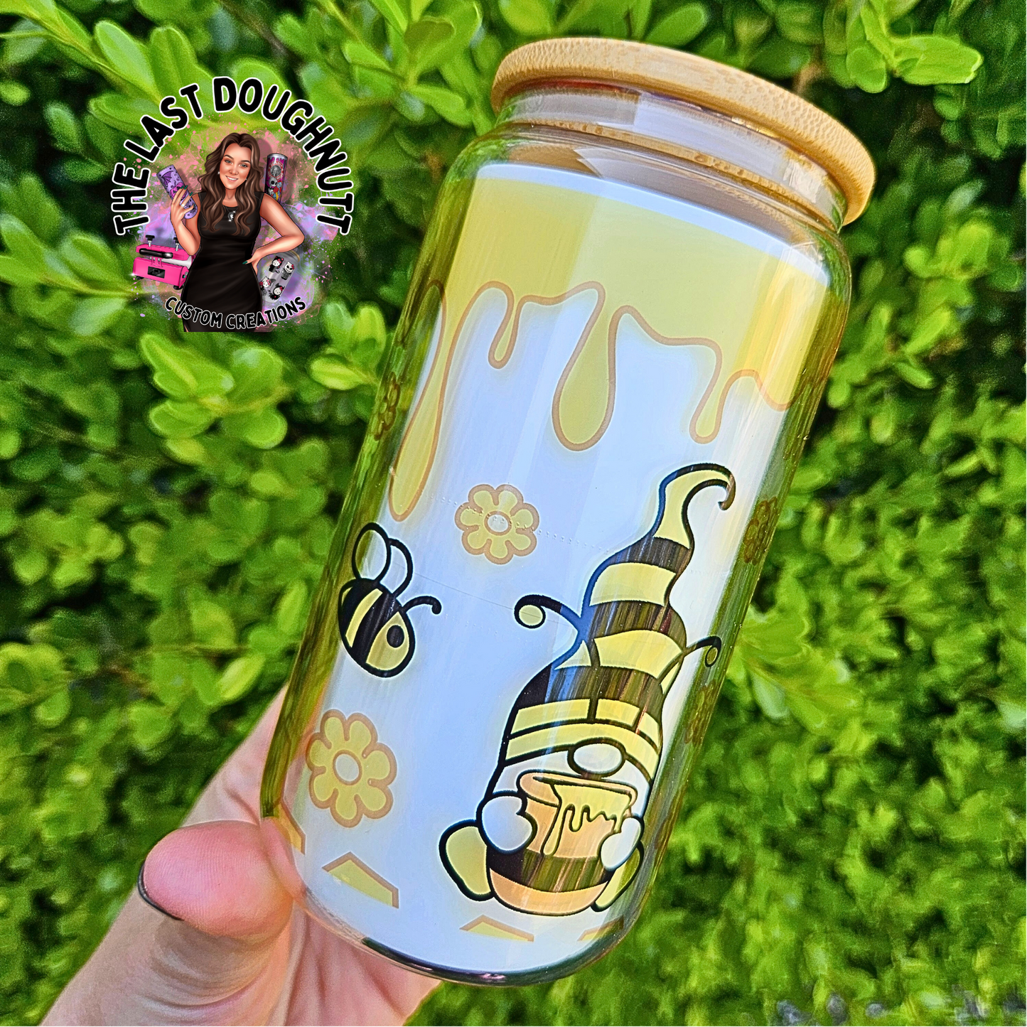 Gnome Bee Honey - 16oz Glass Can Cup