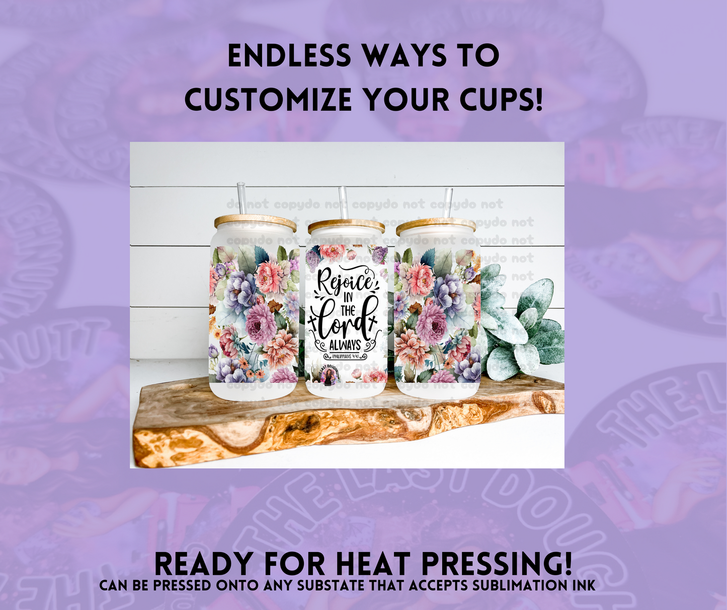 Rejoice In The Lord Floral Sublimation Transfer Sheet