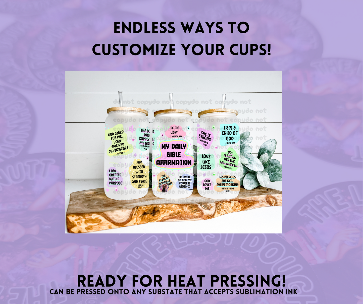 Bible Affirmations 2 Sublimation Transfer Sheet