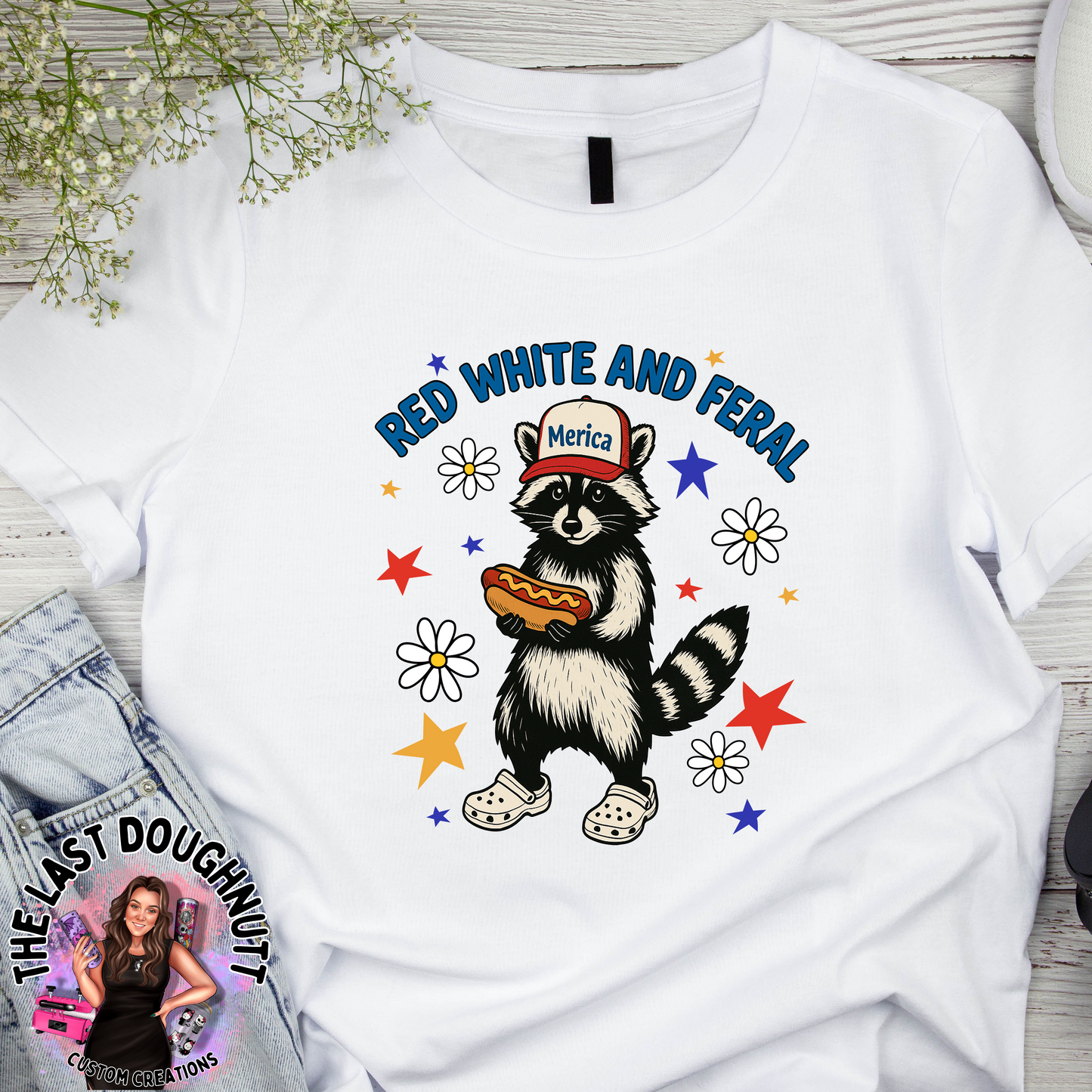Red, White & Feral Daisy Patriotic TShirt