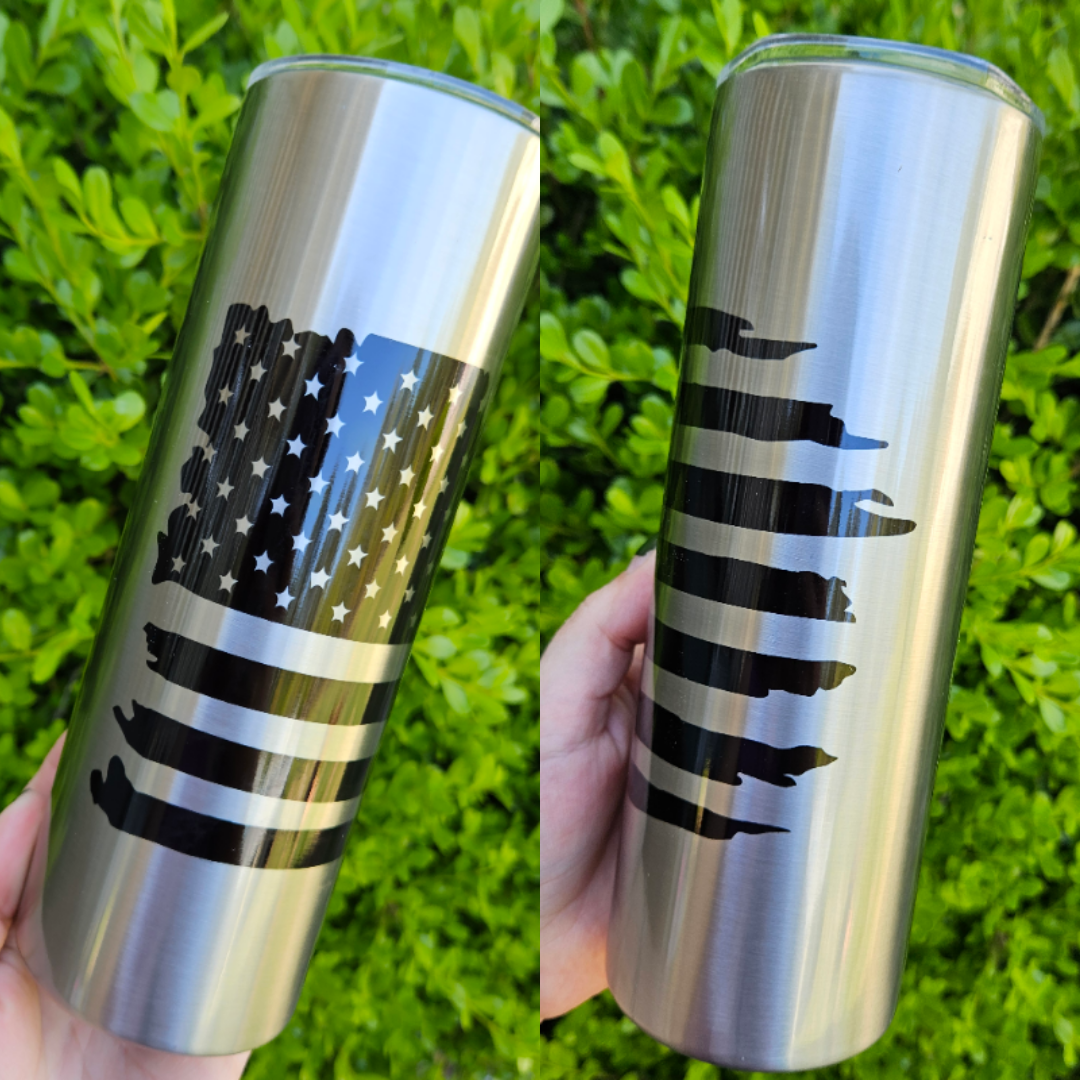 Flag (Raw Stainless) - 20oz Skinny Tumbler