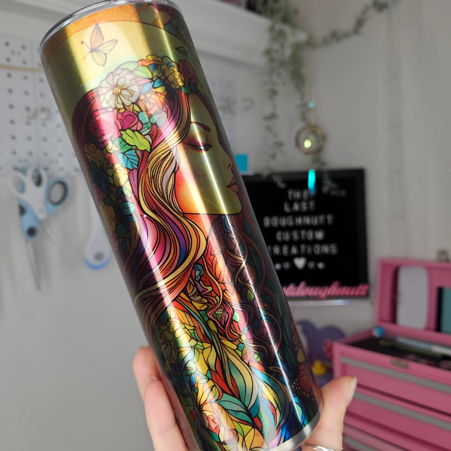 *Oopsie* Fairy Butterfly Garden Raw Stainless - 20oz Skinny Tumbler