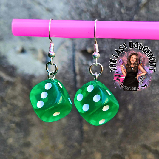 Green Dice Earrings