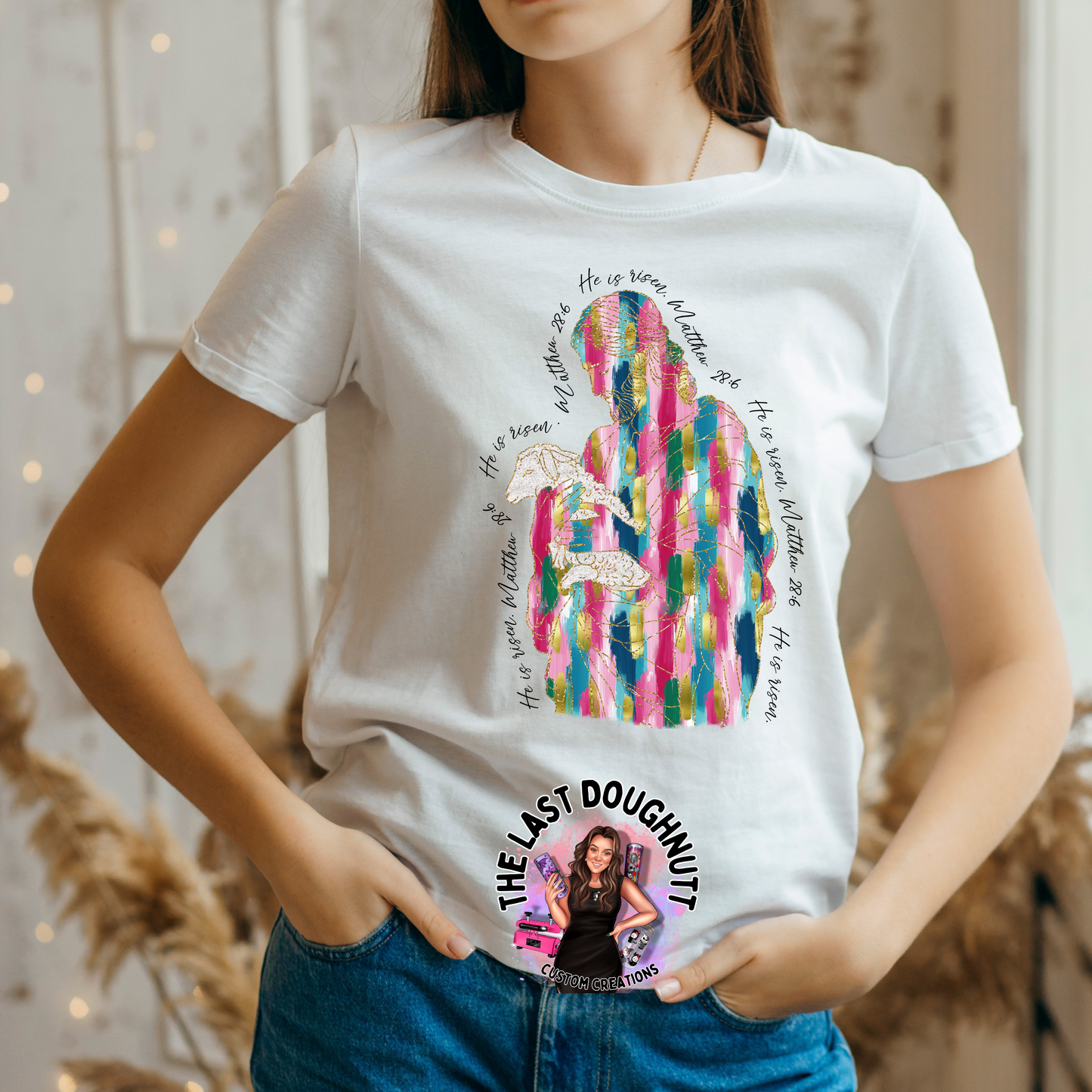 He Is Risen Matthew 28:6 Jesus Christian Brushstroke Easter T-Shirt