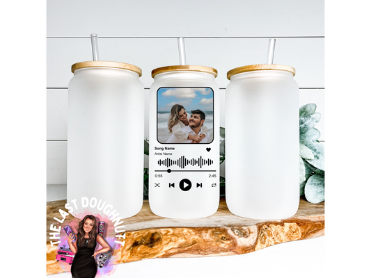 Song Personalized Music Player  - 16oz Glass Can Cup