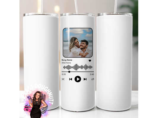 Personalized Photo & Song Cup - 20oz Skinny Tumbler