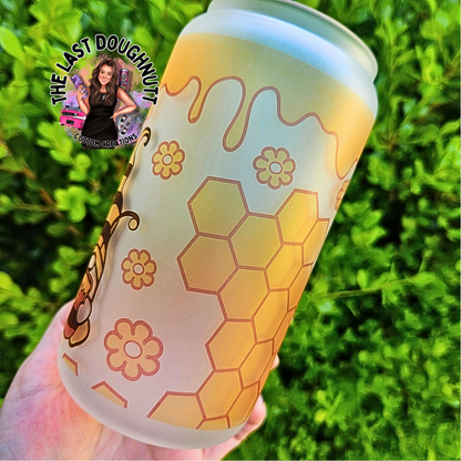 Gnome Bee Honey 2 (oopsie) - 16oz Glass Clear Can Cup