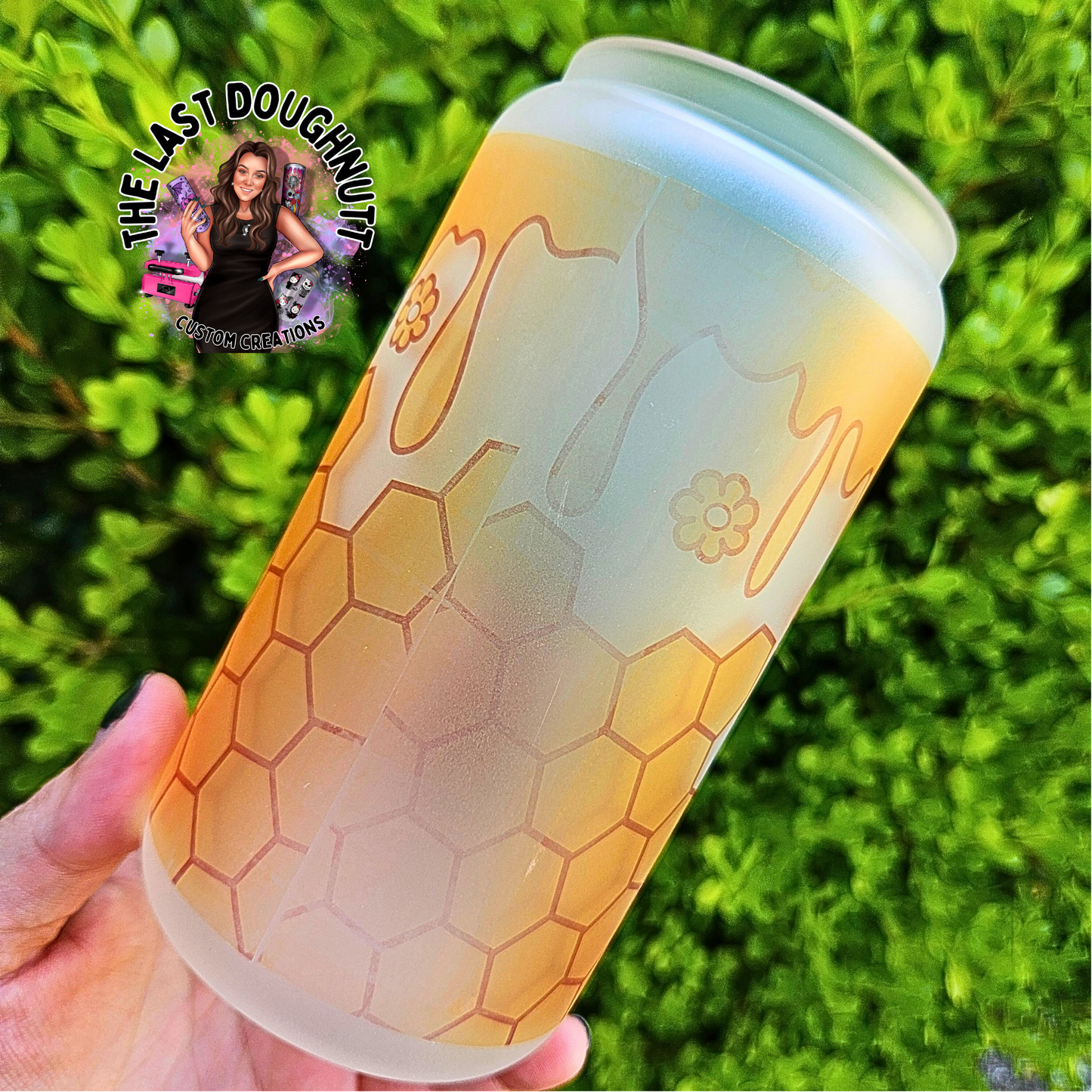 Gnome Bee Honey 2 (oopsie) - 16oz Glass Clear Can Cup