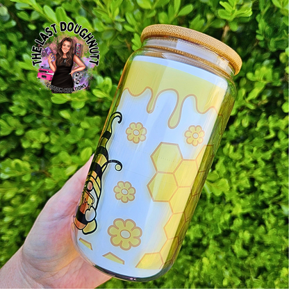 Gnome Bee Honey - 16oz Glass Can Cup