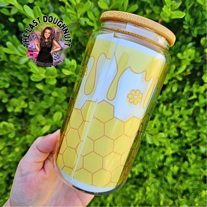 Gnome Bee Honey - 16oz Glass Can Cup
