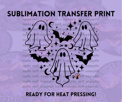 Ghost Bat Spooky Heart Sublimation Transfer Sheet