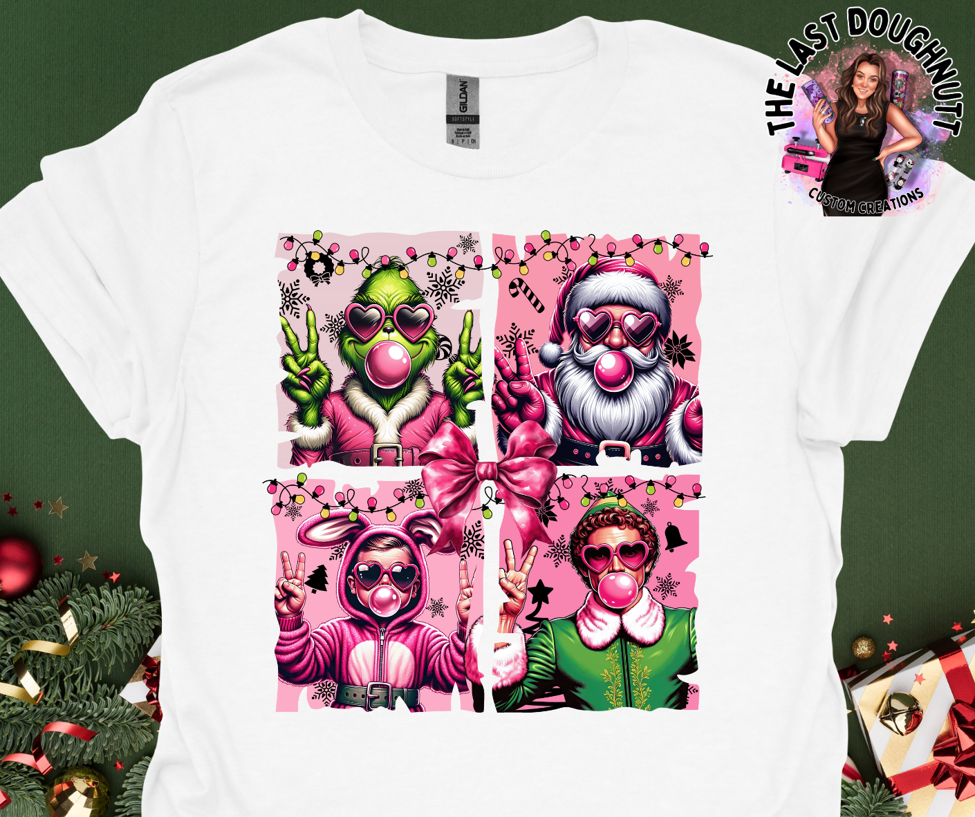 Christmas Movie Classics Peace Sign Bubble Gum T-Shirt