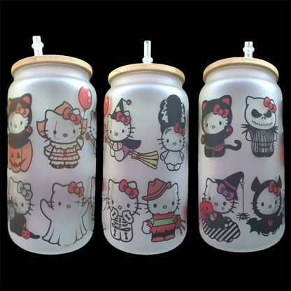 Spooky Hello Kitty - 16oz Glass Can Cup