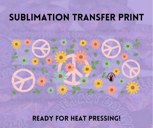 Peace Sign Flower Sublimation Transfer Sheet