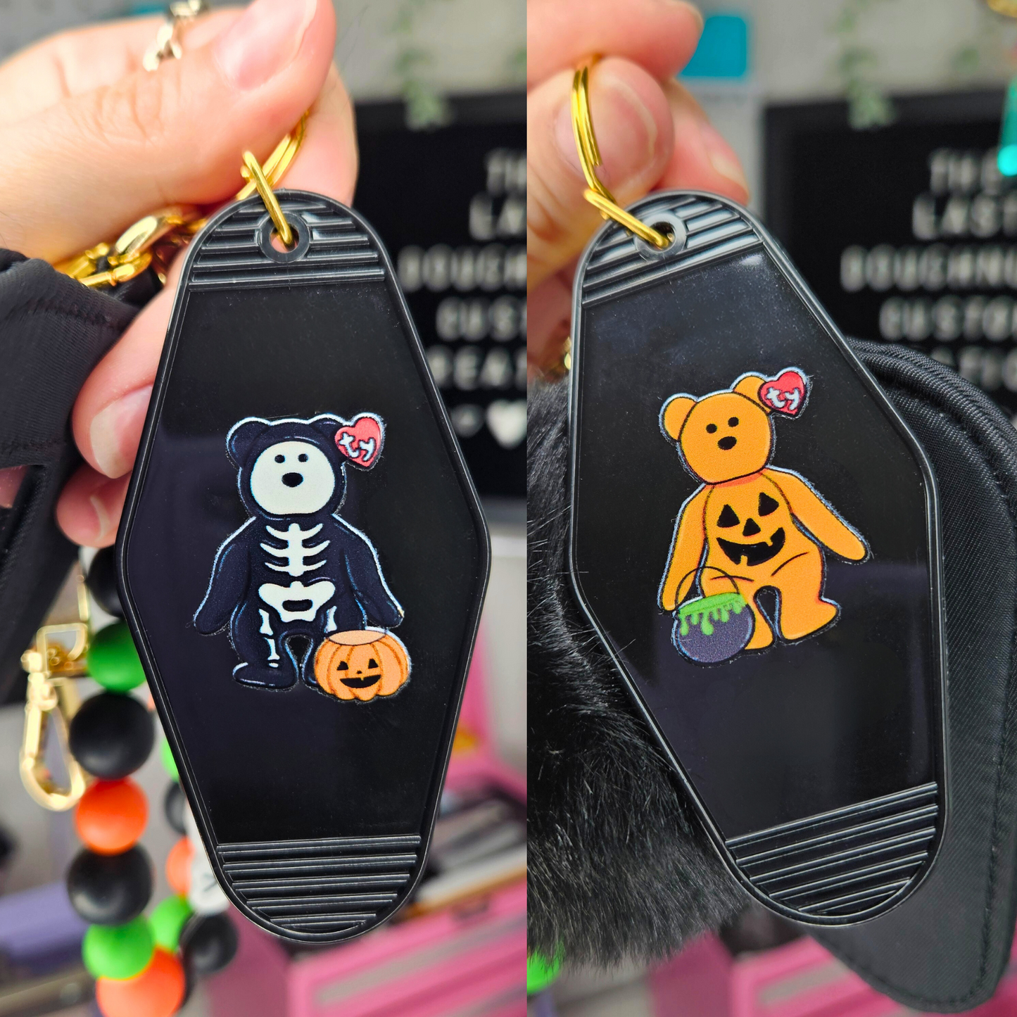 Halloween Silicone Bead Keychain With Wallet