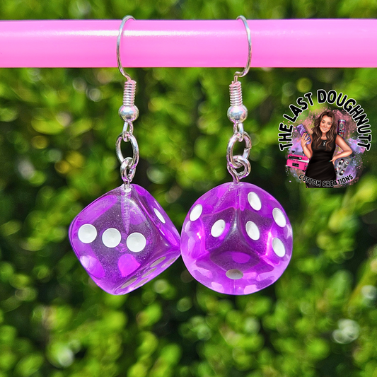 Purple Dice Earrings