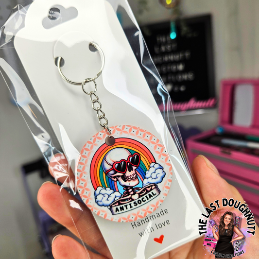 Antisocial Skeleton Keychain