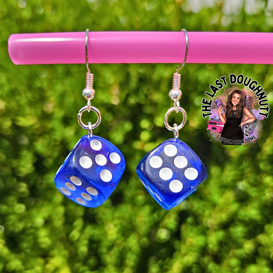 Blue Dice Earrings