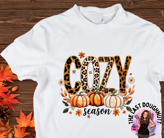 Cozy Season Cheetah Print Pumpkins T-Shirt