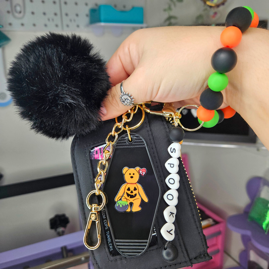 Halloween Silicone Bead Keychain With Wallet