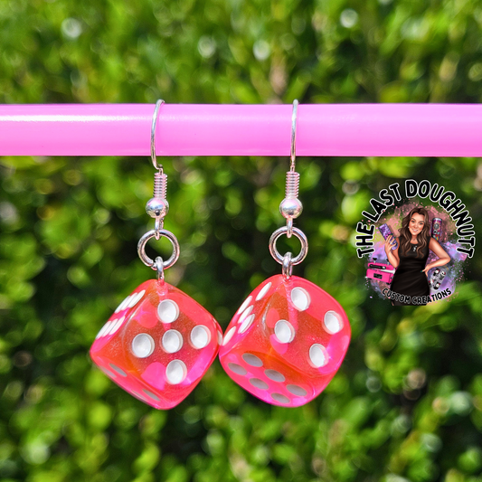 Hot Pink Dice Earrings