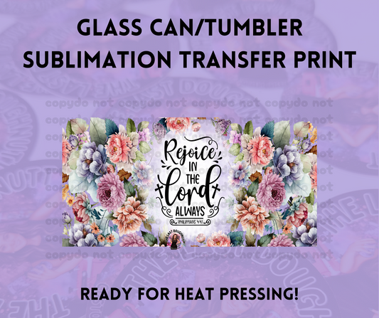 Rejoice In The Lord Floral Sublimation Transfer Sheet