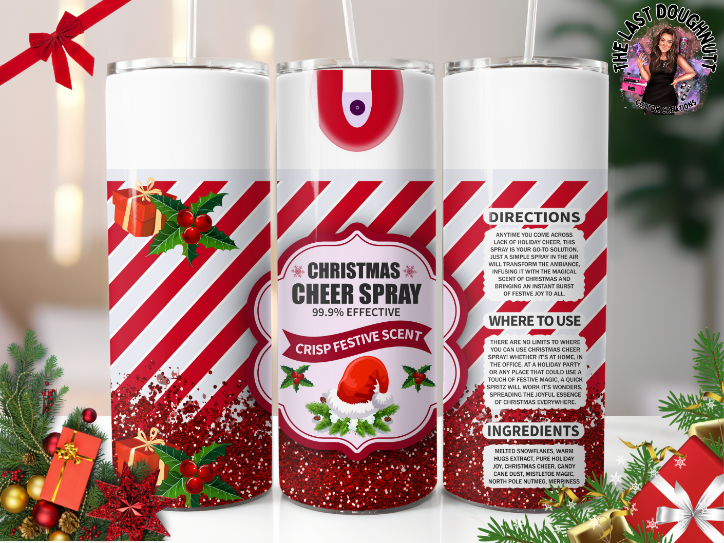 Christmas Cheer Spray - 20oz Skinny Tumbler