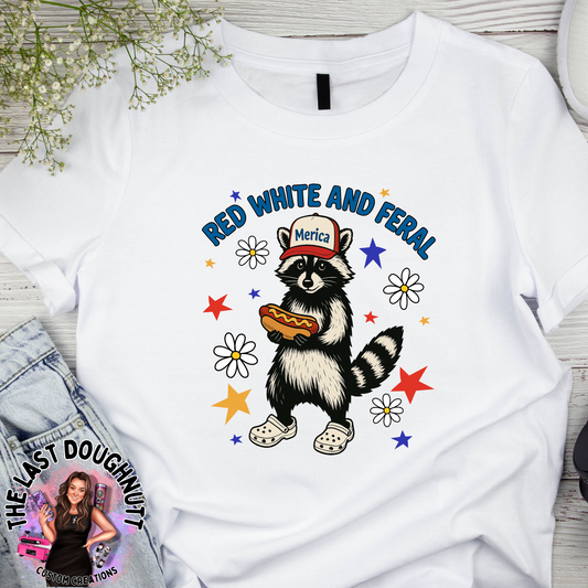 Red, White & Feral Daisy Patriotic TShirt