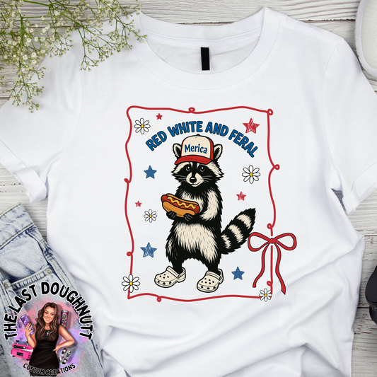 Red White & Feral Patriotic Bow Shirt