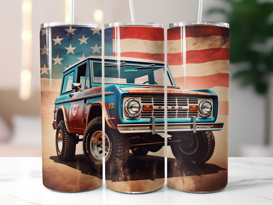 Classic Bronco American Flag - 20oz Skinny Tumbler