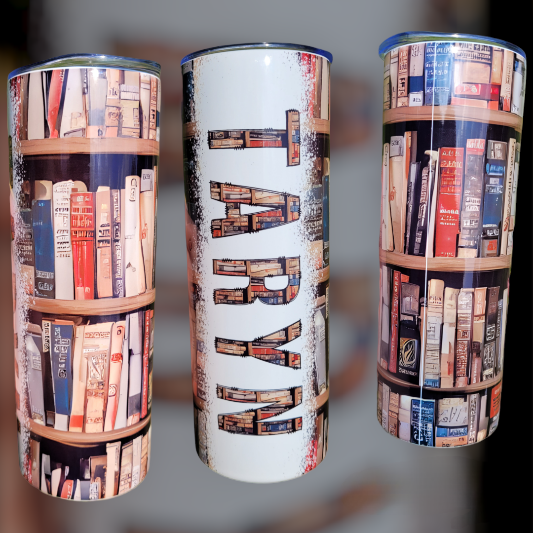 Books W/ Name Personalized - 20oz Skinny Tumbler