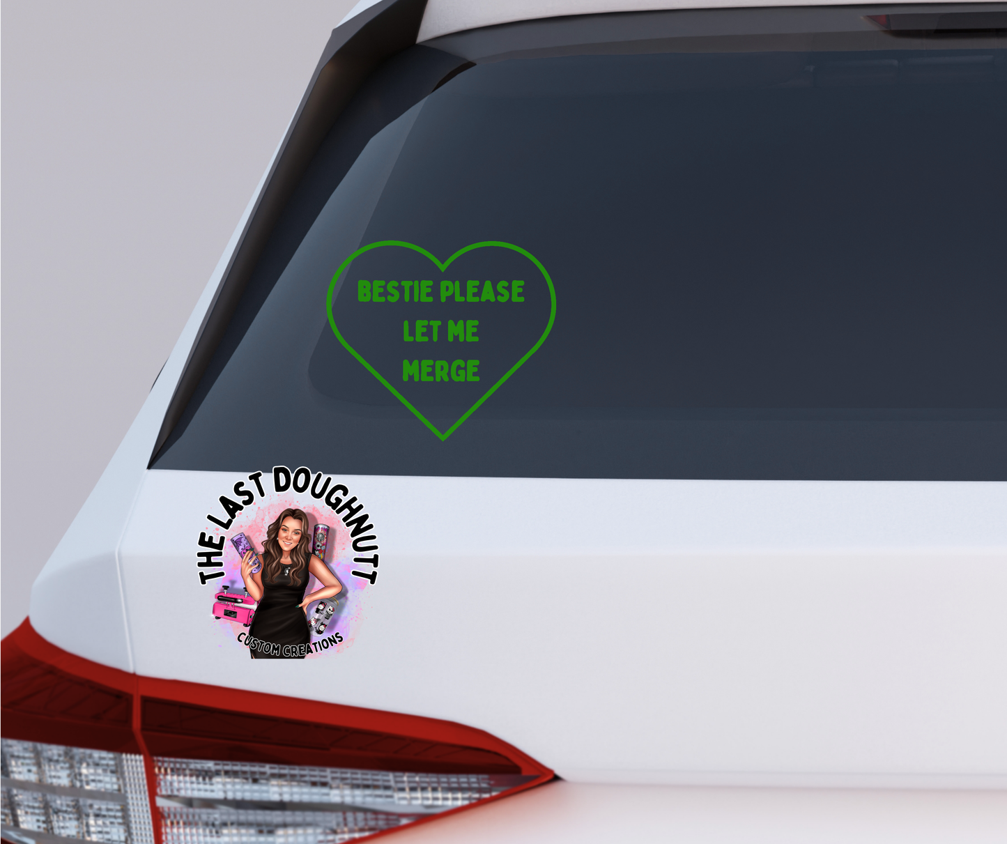 Bestie Please Let Me Merge Heart Vinyl Decal