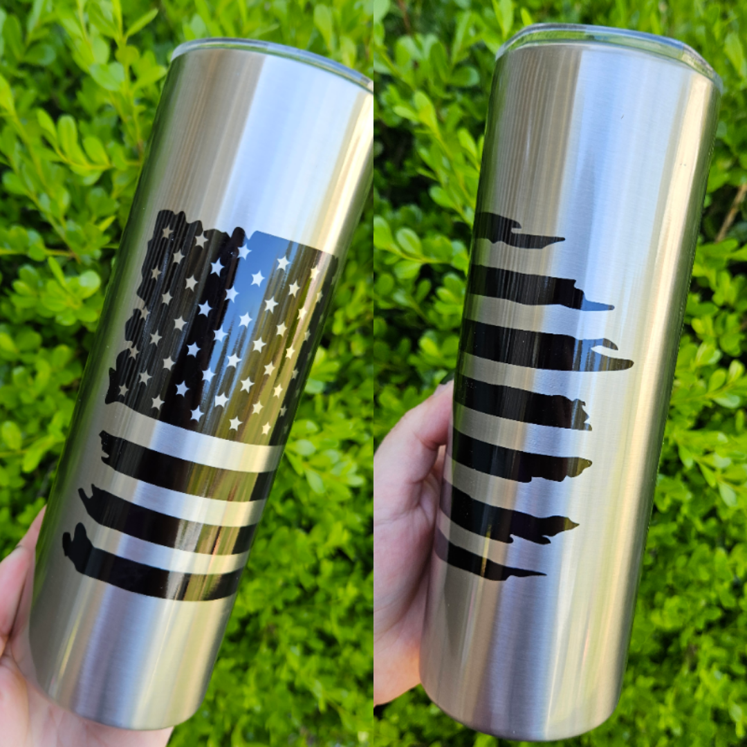 Flag (Raw Stainless) - 20oz Skinny Tumbler *RTS*