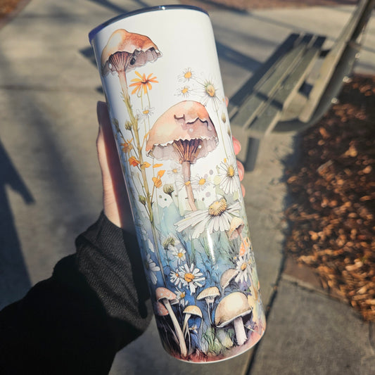 Mushroom Wildflower (personalization available) - 20oz Skinny Tumbler